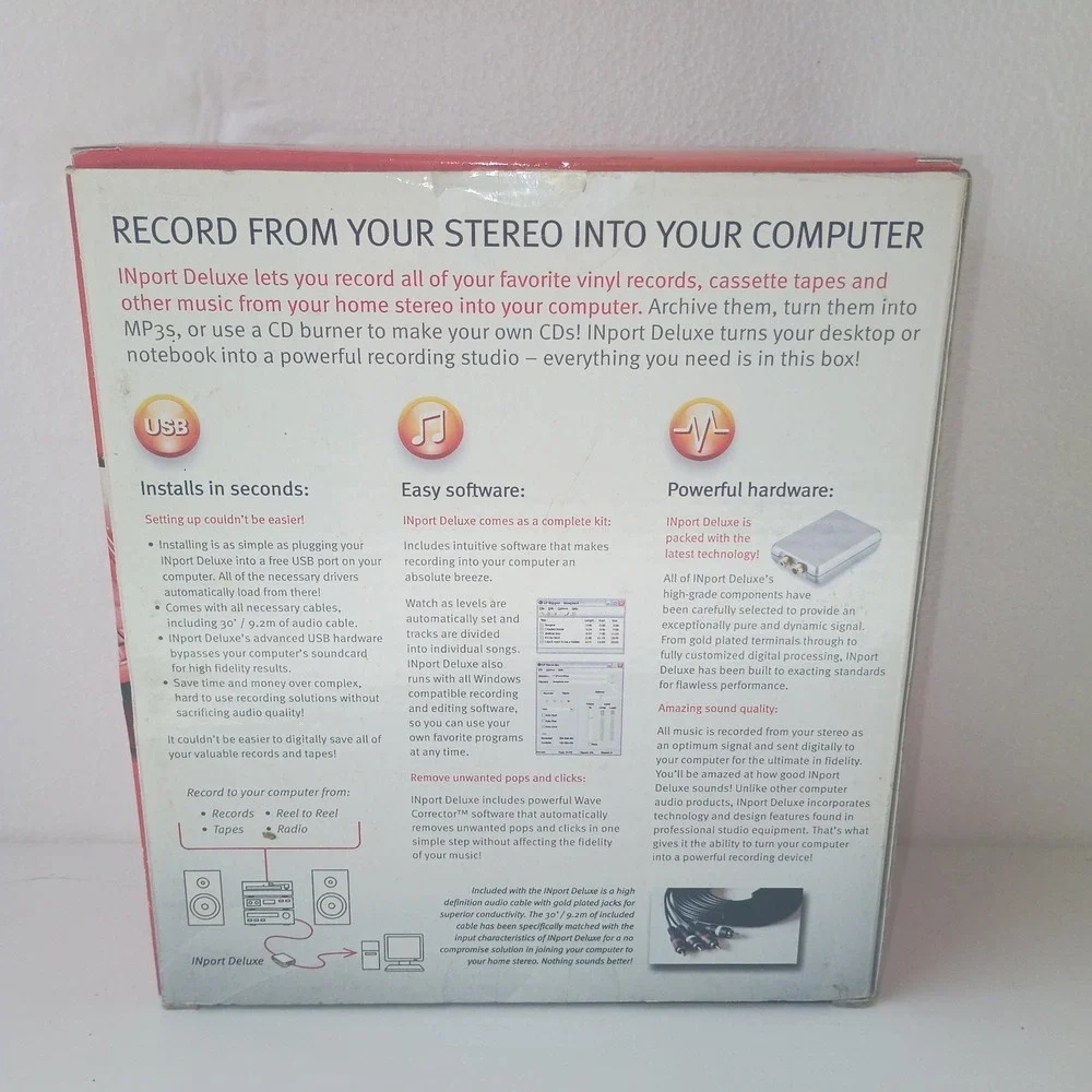 Xitel | Inport Deluxe | Stereo To PC Recording Kit |‎ Complete Set NEW